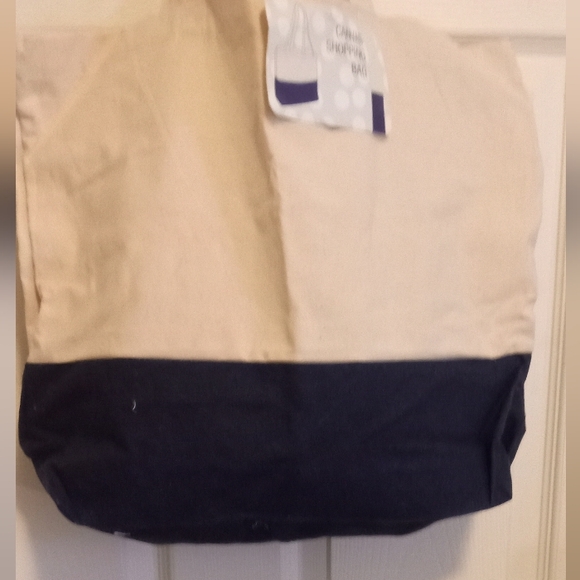 ∆-Planet E by Eco-Stream Reusable Navy Blue & Light Ecru Large Shopper's Tote- - Picture 3 of 6